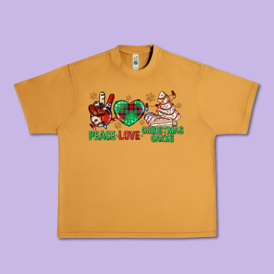 Peace Love Christmas Cakes Bbs Urban Heavy Tee Designed By Bundleandbundleshop