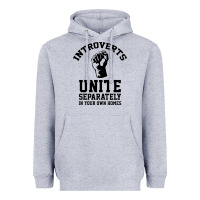 Heather Grey introverts unite Heavyweight Hoodie - linhVisuals