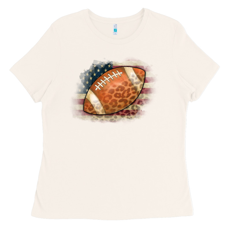 American Flag Football Leopard Ladies Tee by CowCowDesign | Teevron