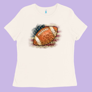 American Flag Football Leopard Ladies Tee Designed By Cowcowdesign