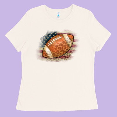 American Flag Football Leopard Ladies Tee Designed By Cowcowdesign