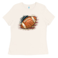 Bone American Flag Football Leopard Ladies Tee - CowCowDesign