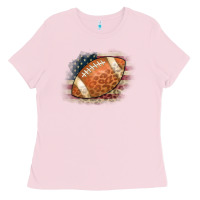 Bubblegum Pink American Flag Football Leopard Ladies Tee - CowCowDesign