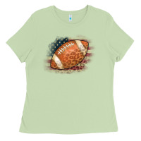 Matcha American Flag Football Leopard Ladies Tee - CowCowDesign