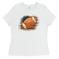 White American Flag Football Leopard Ladies Tee - CowCowDesign