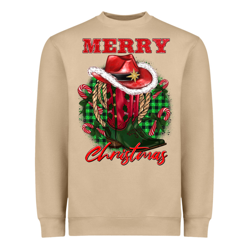 Merry Christmas Boots Hat Rope Heavyweight Sweatshirt by AdoDesignShop | Teevron