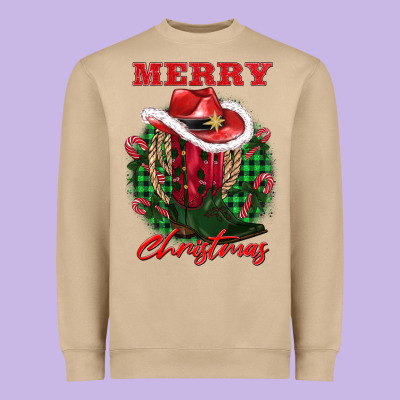 Merry Christmas Boots Hat Rope Heavyweight Sweatshirt Designed By Adodesignshop