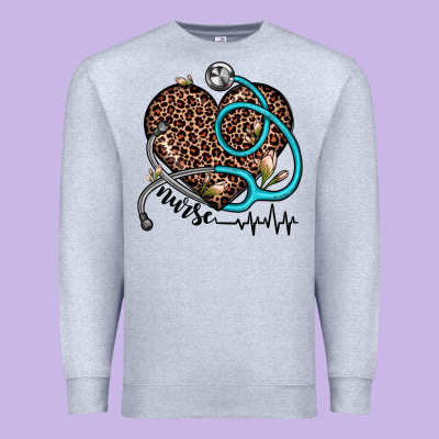 Nurse Leopard Heart Premium Sweatshirt Designed By Jahusdesignshop