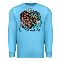 Ocean Blue nurse leopard heart Premium Sweatshirt - JahusDesignShop
