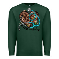 Sports Green nurse leopard heart Premium Sweatshirt - JahusDesignShop