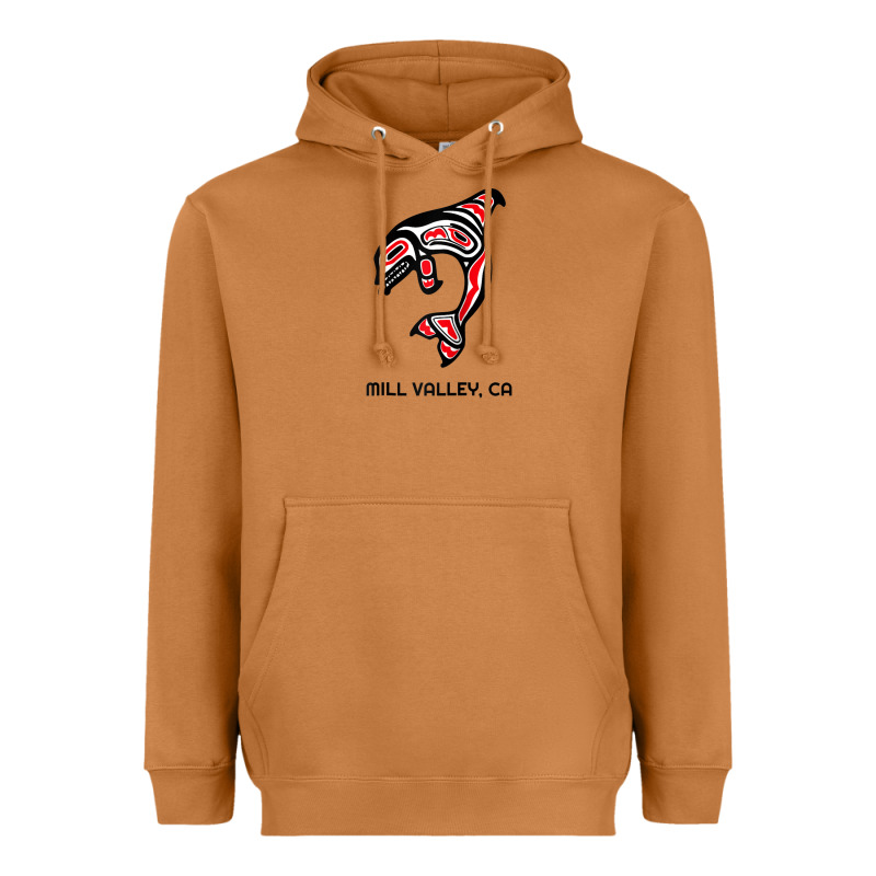 Mill Valley, California Native American Orca Killer Whale Raglan Baseb Heavyweight Hoodie by linhVisuals | Teevron