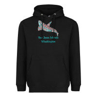 Black san juan islands upward orca killer whale native american raglan baseb Heavyweight Hoodie - linhVisuals