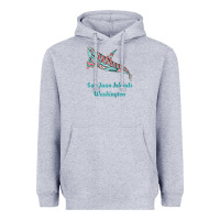 Heather Grey san juan islands upward orca killer whale native american raglan baseb Heavyweight Hoodie - linhVisuals