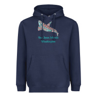Navy san juan islands upward orca killer whale native american raglan baseb Heavyweight Hoodie - linhVisuals