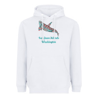 White san juan islands upward orca killer whale native american raglan baseb Heavyweight Hoodie - linhVisuals