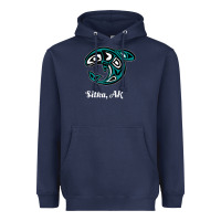 Navy sitka alaska native american tribal orca killer whale raglan baseball Heavyweight Hoodie - linhVisuals