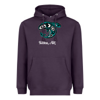 Plum sitka alaska native american tribal orca killer whale raglan baseball Heavyweight Hoodie - linhVisuals