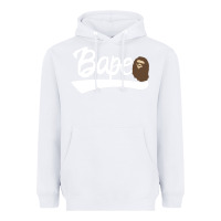 White bape text Heavyweight Hoodie - linhVisuals