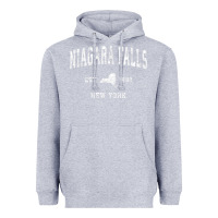 Heather Grey niagara falls new york ny vintage athletic sports design t shirt Heavyweight Hoodie - linhVisuals