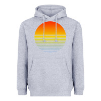 Heather Grey retro sunset Heavyweight Hoodie - linhVisuals