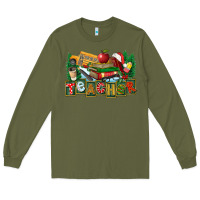 Army Green Christmas Teacher Long Sleeve Tee - FaDigitalArtStudio