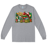 Heather Grey Christmas Teacher Long Sleeve Tee - FaDigitalArtStudio