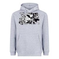 Heather Grey guernica artwork Heavyweight Hoodie - linhVisuals
