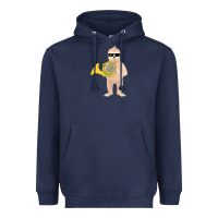 Navy funny sloth wearing sunglasses playing french horn Heavyweight Hoodie - linhVisuals