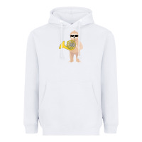 White funny sloth wearing sunglasses playing french horn Heavyweight Hoodie - linhVisuals