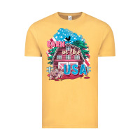 Vintage Mustard Barn in the USA Vintage Tee - FaDigitalArtStudio