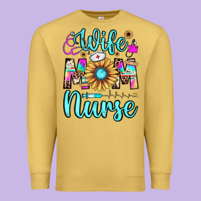 Wife Mom Nurse Premium Sweatshirt Designed By Jahusdesignshop