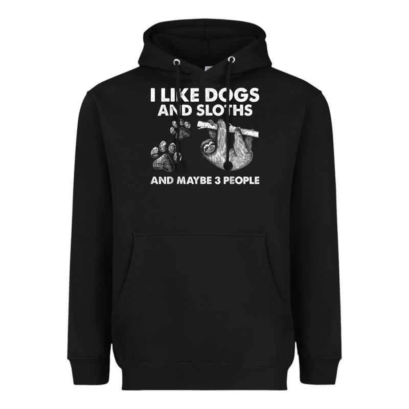 I Like Dogs And Sloths And Maybe 3 People Funny Animals Heavyweight Hoodie by linhVisuals | Teevron