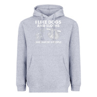 Heather Grey i like dogs and sloths and maybe 3 people funny animals Heavyweight Hoodie - linhVisuals