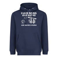 Navy i like dogs and sloths and maybe 3 people funny animals Heavyweight Hoodie - linhVisuals