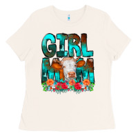 Girl Mom Cow Flowers Ladies Tee | Teevron