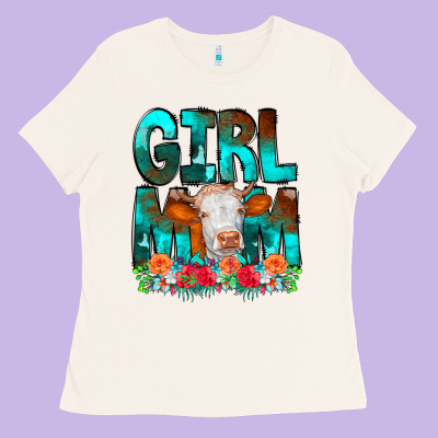 Girl Mom Cow Flowers Ladies Tee Designed By Cowcowdesign