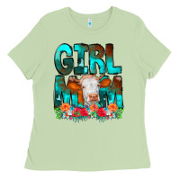 Matcha Girl Mom Cow Flowers Ladies Tee - CowCowDesign