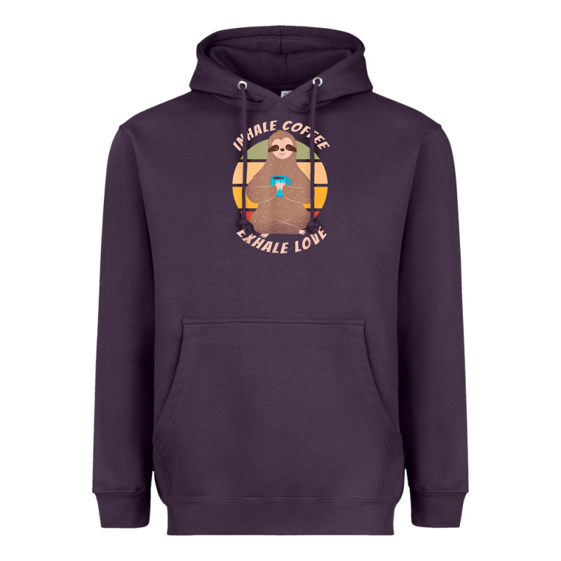 Inhale Coffee Exhale Love Sloth Namaste Yoga Lover Heavyweight Hoodie by linhVisuals | Teevron