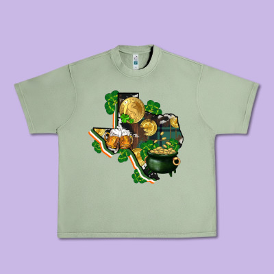 Texas Map St Patricks Day Urban Heavy Tee Designed By Fadigitalartstudio