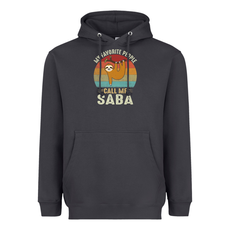 Mens My Favorite People Call Me Saba Cute Sloth Lover Grandpa Premium Heavyweight Hoodie by linhVisuals | Teevron
