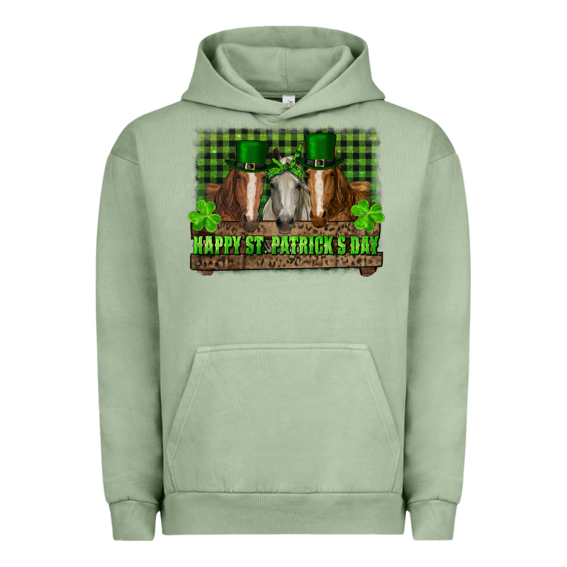 Happy St. Patrick's Day Horses With Leprechaun Hat And Bandana Urban Hoodie by RanaPortraitStore | Teevron