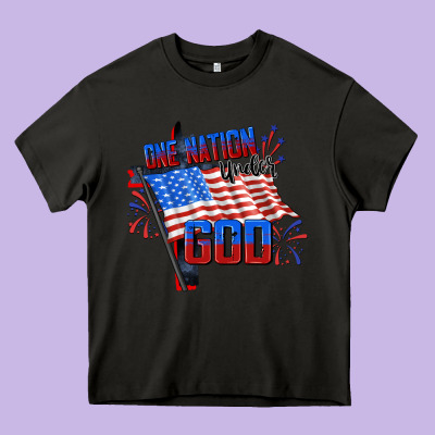 One Nation Under God Heavy Core Tee Designed By Cowgirlartshop