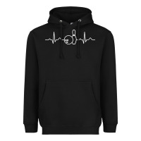 Black bowling heartbeat bowler ecg bowling ball tournament gift sweatshirt Heavyweight Hoodie - linhVisuals