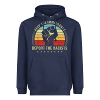 Navy keep the immigrants deport the racists Heavyweight Hoodie - linhVisuals