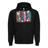 Black v.d turquoise leopard and flowers  brushstrokes Zipper Hoodie - AdoDesignShop
