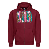 Burgundy v.d turquoise leopard and flowers  brushstrokes Zipper Hoodie - AdoDesignShop