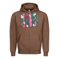 Chestnut v.d turquoise leopard and flowers  brushstrokes Zipper Hoodie - AdoDesignShop