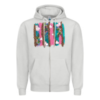 Dove Grey v.d turquoise leopard and flowers  brushstrokes Zipper Hoodie - AdoDesignShop