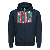 Navy v.d turquoise leopard and flowers  brushstrokes Zipper Hoodie - AdoDesignShop