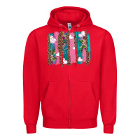 Red v.d turquoise leopard and flowers  brushstrokes Zipper Hoodie - AdoDesignShop